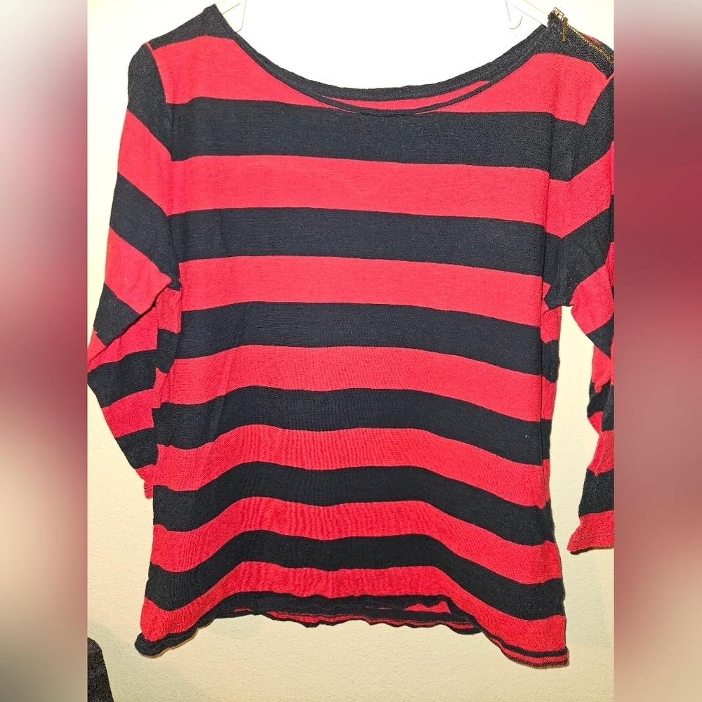 JCP Womans Striped 3/4 Sleeve Top Size Xl